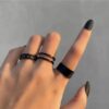 black adjustable ring 3 pair set with elegant designs