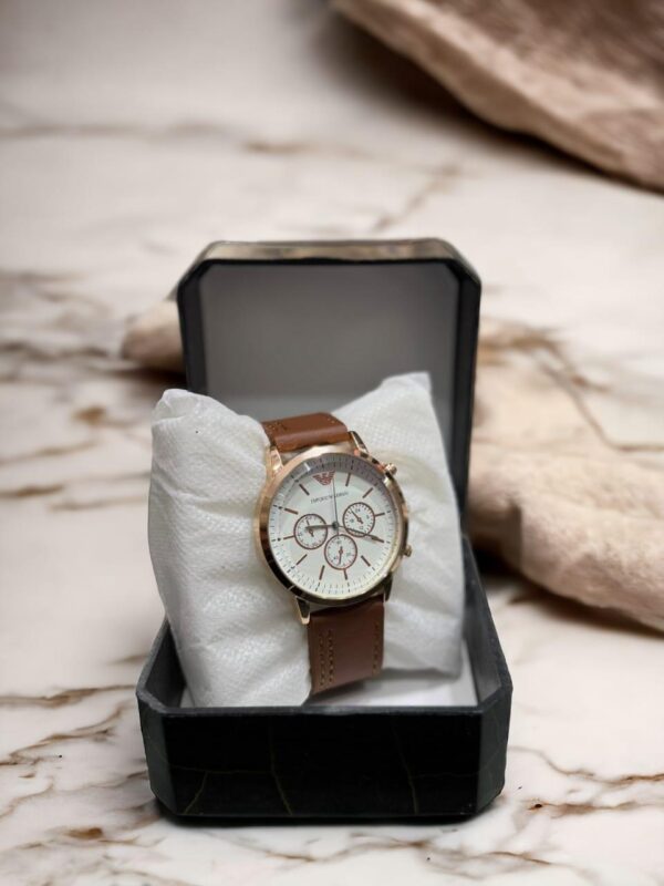 Men Brown Leather Quartz Watch