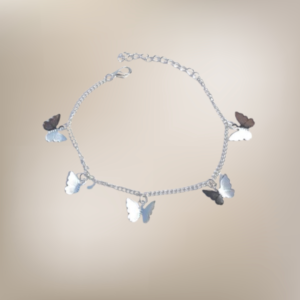 butterfly anklet for women in silver finish