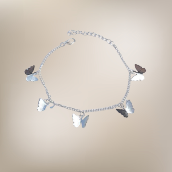 butterfly anklet for women in silver finish