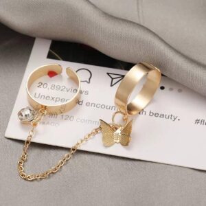 butterfly romantic alloy chain ring with delicate design