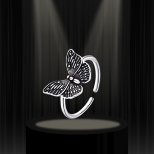 butterfly adjustable silver ring with delicate design