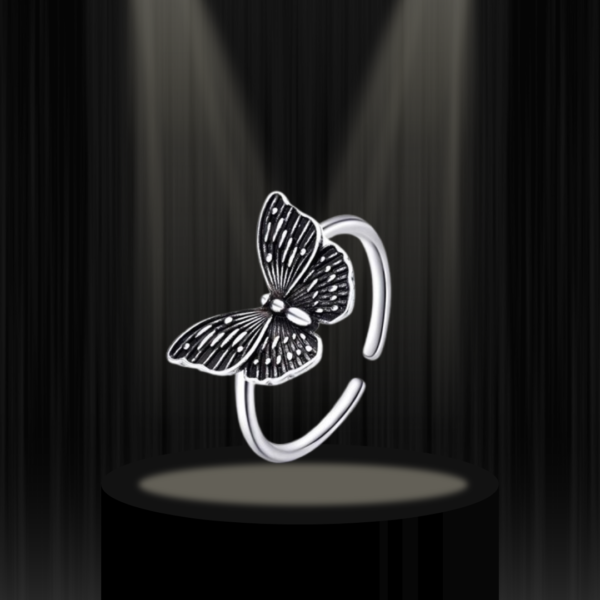 butterfly adjustable silver ring with delicate design