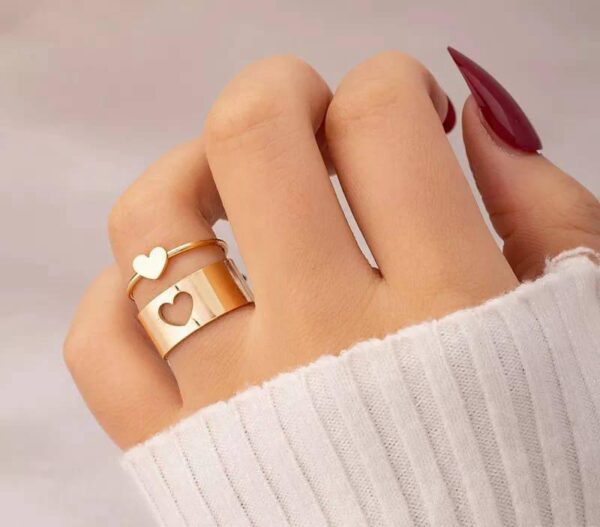 couple heart pair ring
