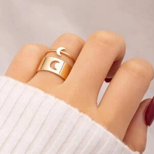 couple moon pair ring