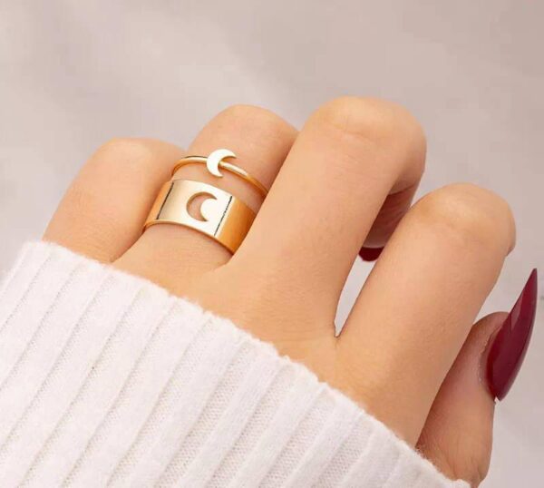 couple moon pair ring