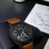 Men Leather Strap Round Watch