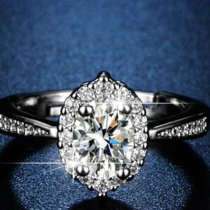 curve oval ring classic silver plated metal with smooth finish