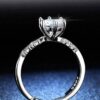 classic silver plated adjustable ring with diamond stone