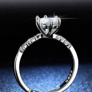 classic silver plated adjustable ring with diamond stone