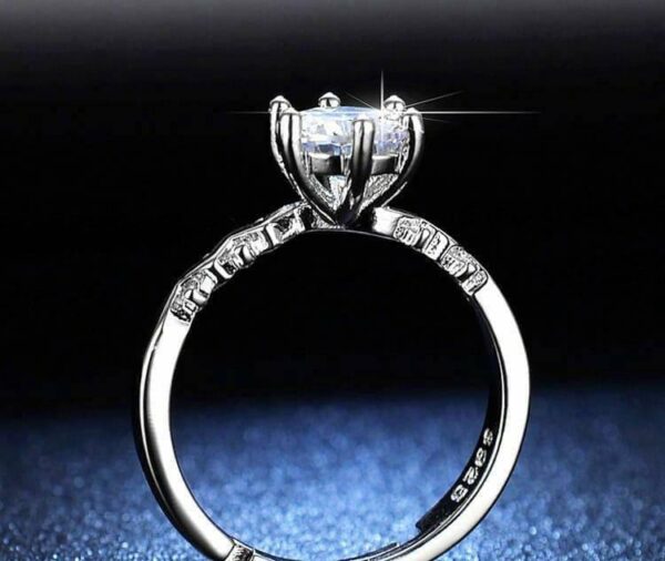classic silver plated adjustable ring with diamond stone