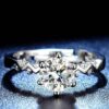 classic silver plated adjustable ring with diamond stone