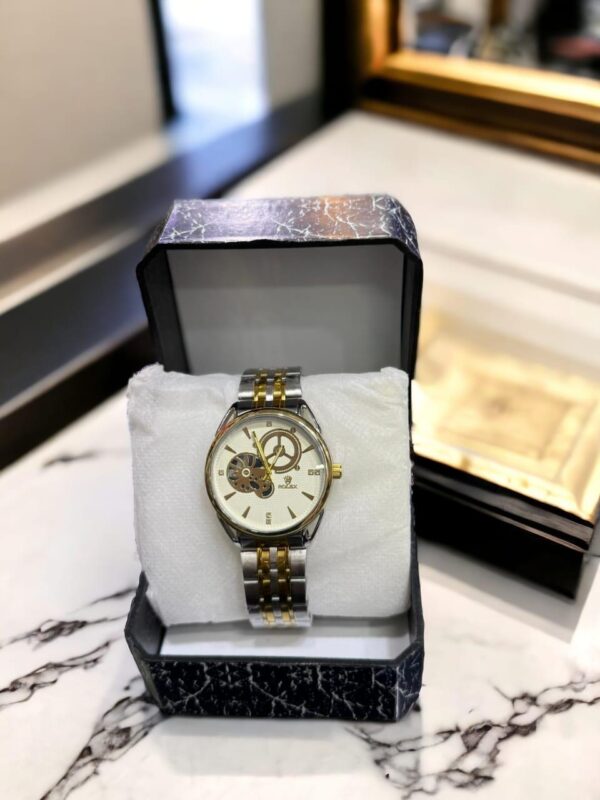 Men Silver Stainless Steel Quartz Analogue Watch