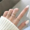 silver plated alloy 5 ring set with stylish designs
