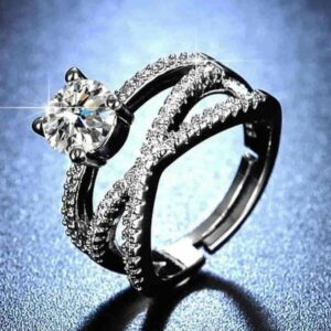 cubic zirconia three layer adjustable ring with sparkling stones