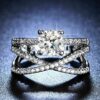 cubic zirconia three layer adjustable ring with sparkling stones