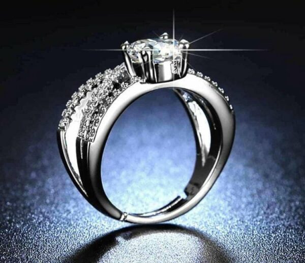 cubic zirconia three layer adjustable ring with sparkling stones