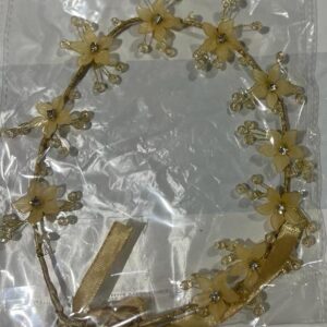 golden plain linen hair band with soft and elegant texture