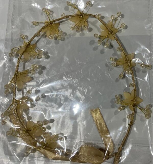 golden plain linen hair band with soft and elegant texture