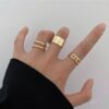 golden adjustable ring 3 pair set with elegant designs