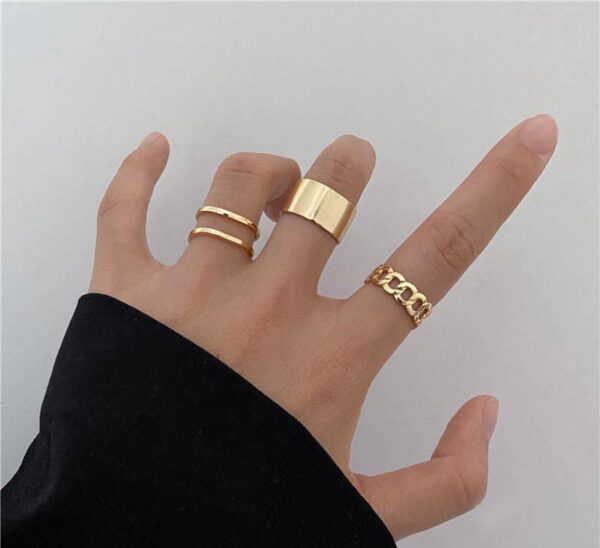 golden adjustable ring 3 pair set with elegant designs