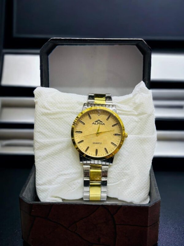 Men Golden Stainless Steel Analogue Watch