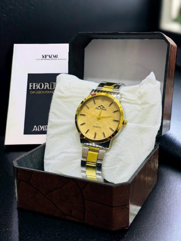 Men Golden Stainless Steel Analogue Watch