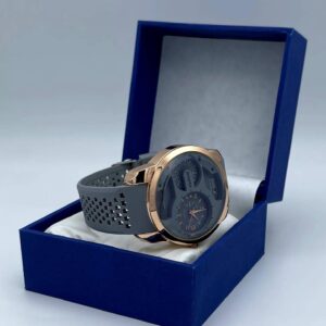 Men Rubber Strap Steel Wrist Watch