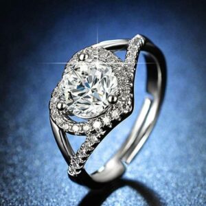 silver heart shape metal ring with smooth finish
