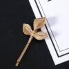 golden alloy korean style leaf hair pin for elegant styling
