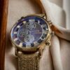 Men Brown Leather Strap Quartz Analogue Watch