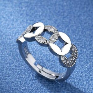 elegant silver plated metal ring with polished finish