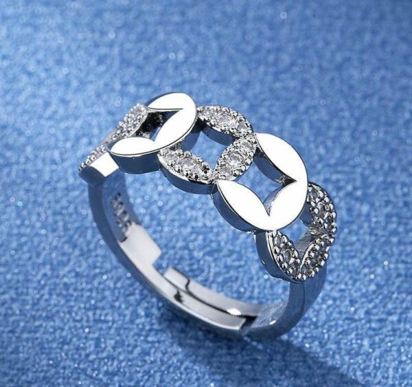 elegant silver plated metal ring with polished finish