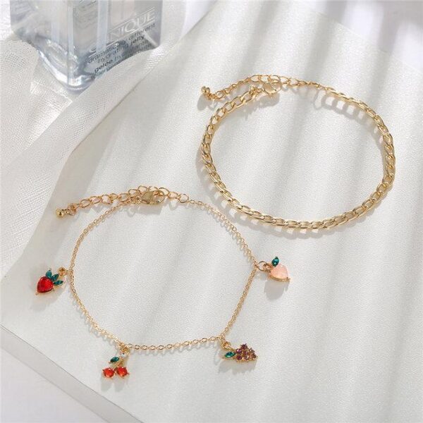 gold plated anklet with multicolor stones for a vibrant look