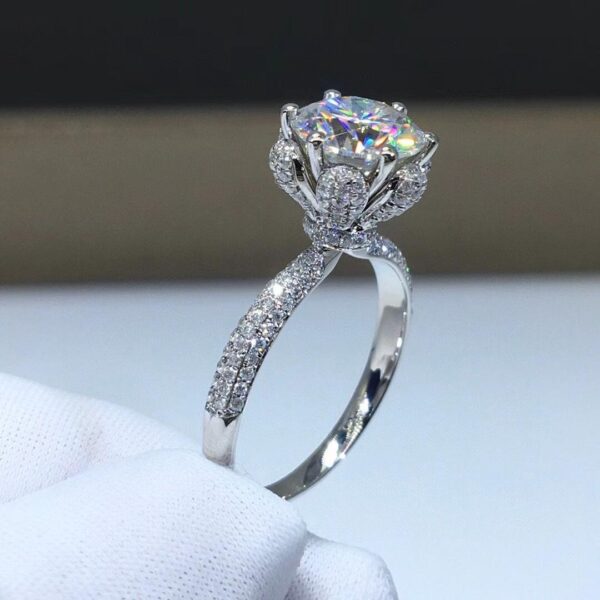 adjustable crystal flower ring with sparkling petals