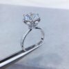 adjustable crystal flower ring with sparkling petals