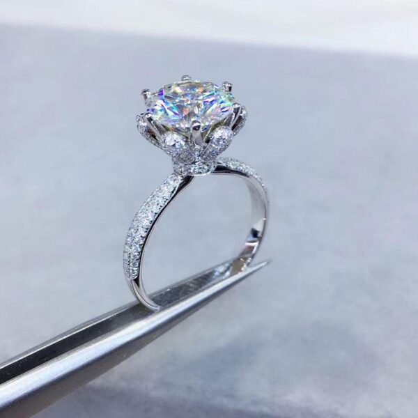 adjustable crystal flower ring with sparkling petals