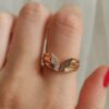 butterfly elegant golden plated metal ring with intricate design