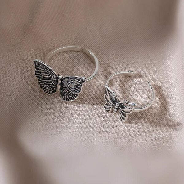 butterfly adjustable silver ring with delicate design