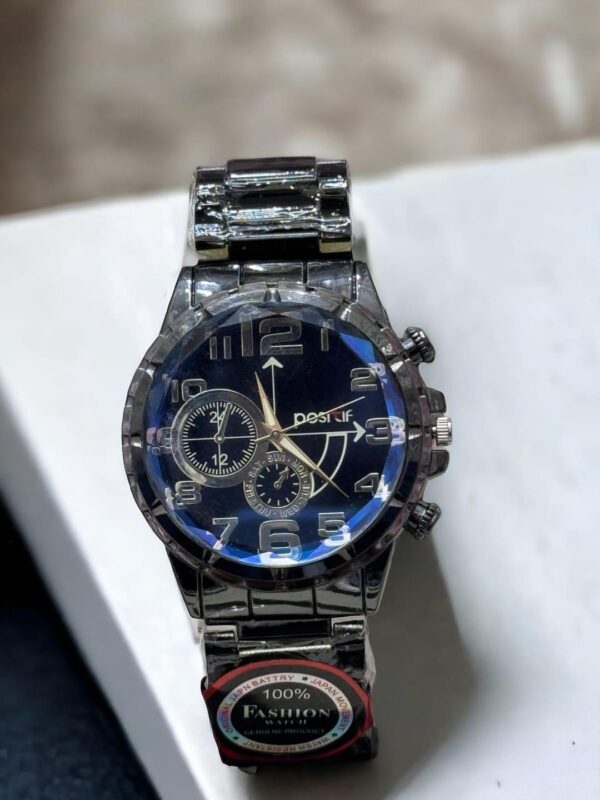 Men Black Stainless Steel Quartz Analogue Watch
