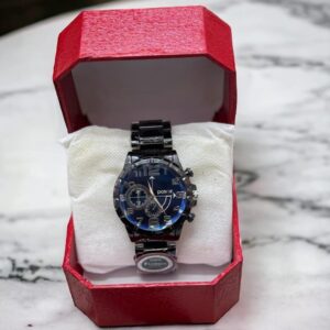 Men Black Stainless Steel Quartz Analogue Watch