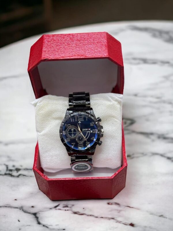 Men Black Stainless Steel Quartz Analogue Watch
