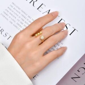zircon circle open ball ring with sparkling accents