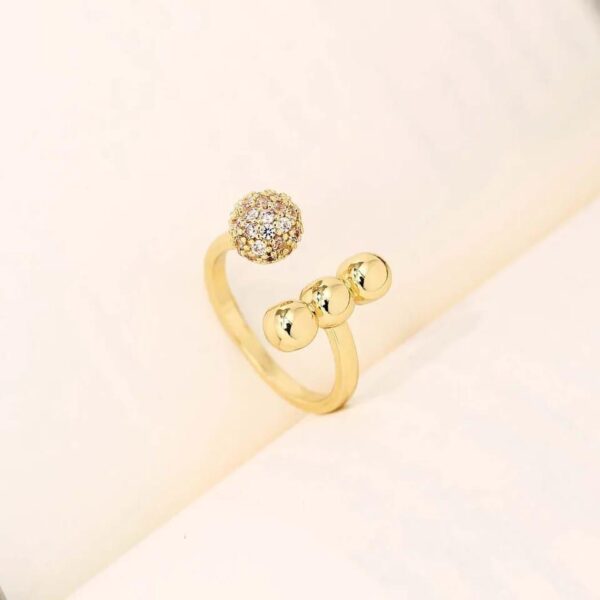 zircon circle open ball ring with sparkling accents