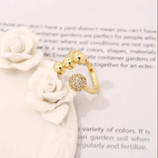 zircon circle open ball ring with sparkling accents