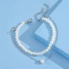 silver pearl anklet with delicate and elegant design