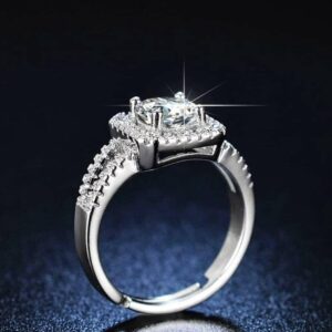 cocktail layered adjustable ring with cubic zirconia stones