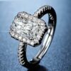 cushion cut zircon silver rhodium plated ring with elegant finish