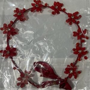 red plain linen hair band with soft and elegant texture