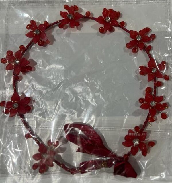 red plain linen hair band with soft and elegant texture